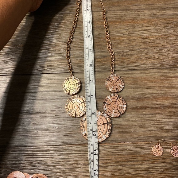 Bohemian brown/brown earring and necklace set. Pathway crack maze bling - Picture 6 of 6